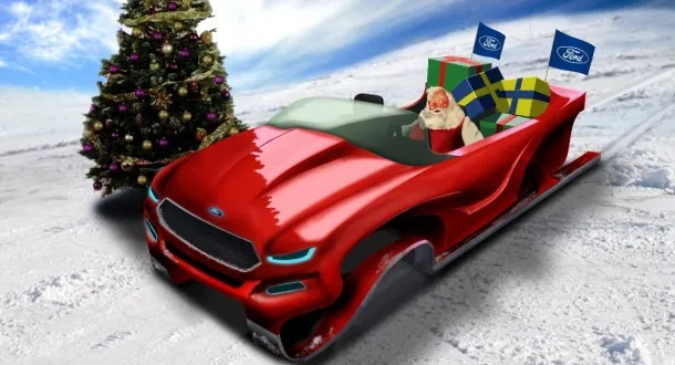 Zamiast gastrycznych atrakcji serwowanych przez renifery, dzięki Fordowi Święty Mikołaj komfortowo rozwiezie prezenty ekologicznymi saniami.