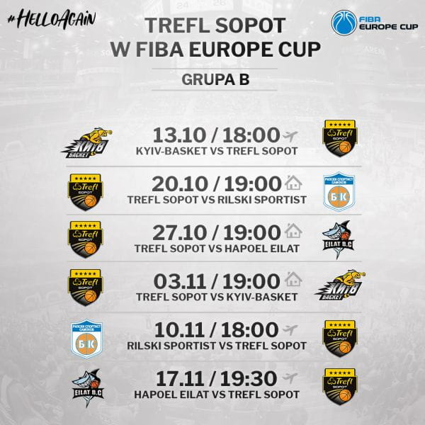 Terminarz meczów Trefla Sopot w fazie grupowej FIBA Europe Cup 2021/22.