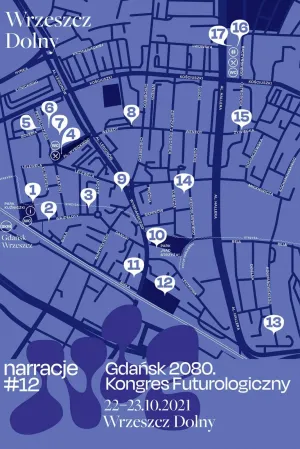 Ulotki z mapą Narracji będą dostępne w punkcie informacyjnym w Parku Kuźniczki w godzinach 18-24.

