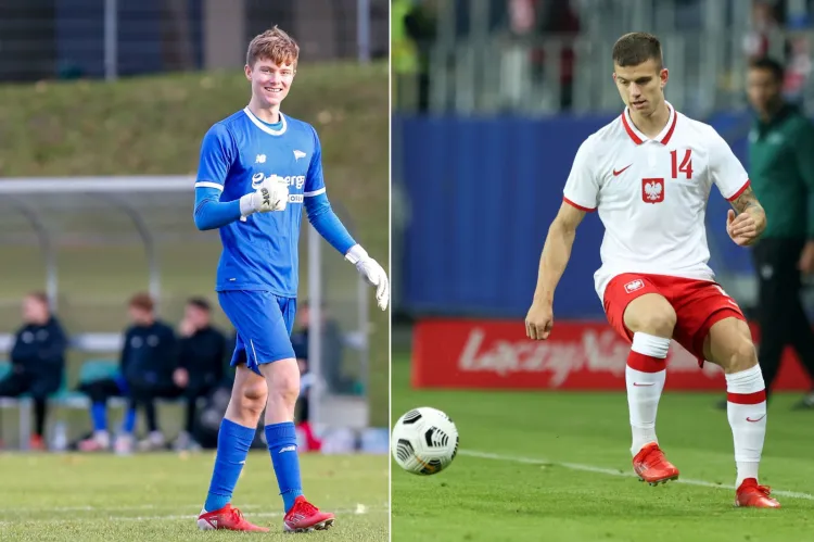 Antoni Mikułko (z lewej) zagrał z opaską kapitańską reprezentacji lat 17 a Mateusz Żukowski (z prawej) miał udział przy pokonaniu Niemców 4:0 w meczu eliminacji młodzieżowych ME.