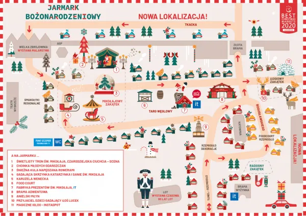 Mapa tegorocznego Jarmarku Bożonarodzeniowego.