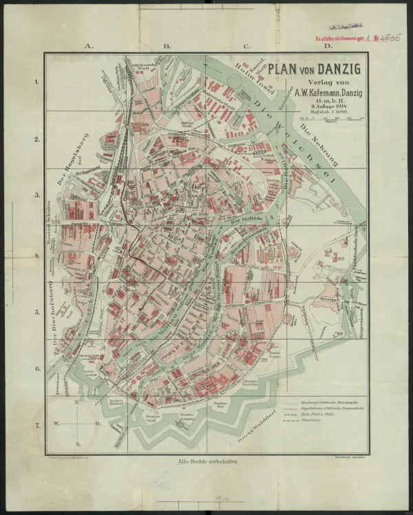 Plan Gdańska - Plan von Danzig A.W. Kafemann, 1914 r.