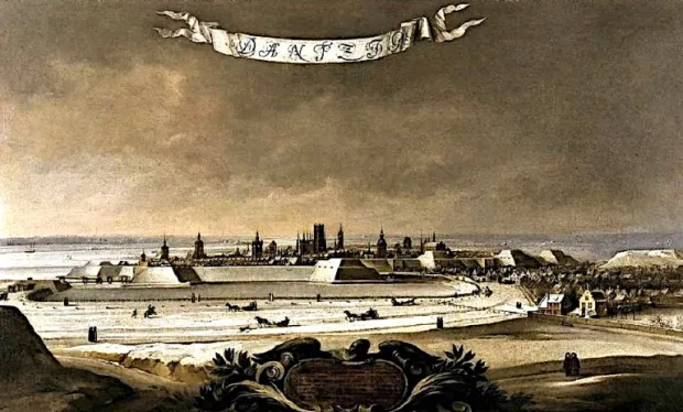 A. Stech, Zimowa panorama Gdańska.
