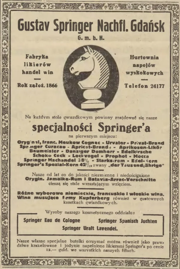 Reklamy produktów firmy Patschkego ukazywały się także w polskiej prasie w Gdańsku.