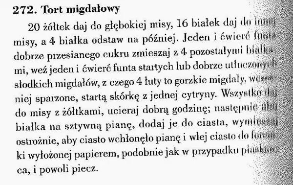 Przepis na migdałowy Tort Gdański sprzed 160 lat