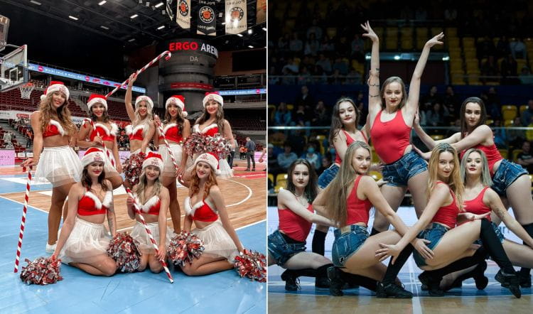 Cheerleaders Flex Sopot (z lewej) i Cheerleaders Gdynia (z prawej) zaprezentowały świąteczne choreografie taneczne.