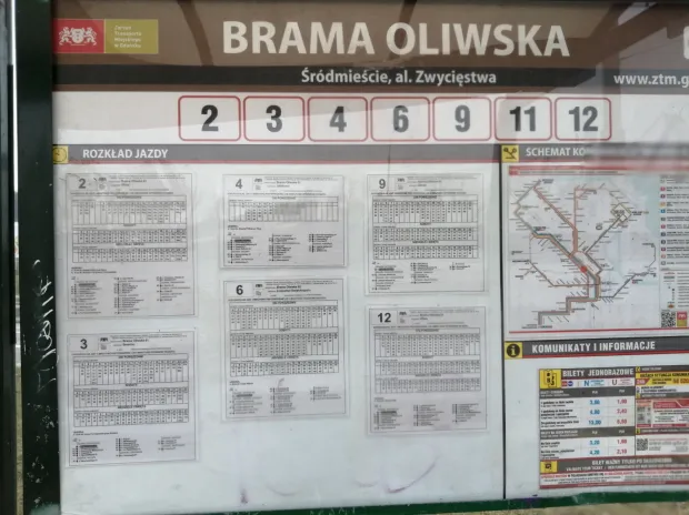 Przystanek przy placu Zebrań Ludowych nosi nazwę Brama Oliwska, bo taka jest historyczna nazwa tego miejsca.