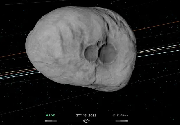 Asteroida 1994 PC1 - wizualizacja naukowców z NASA. Kliknięcie w zdjęcie przeniesie cię na stronę NASA, gdzie można obserwować zbliżanie się asteroidy.