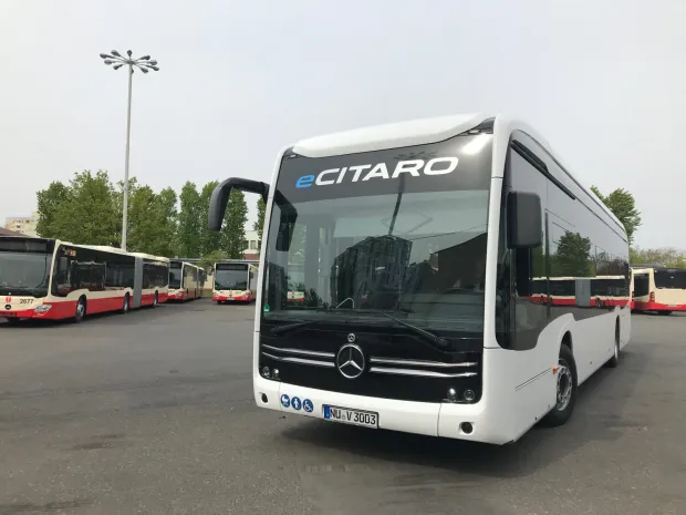 Elektryczne autobusy regularnie pojawiają się na testach w Gdańsku. Na zdjęciu mercedes e-citaro na testach w 2019 r.