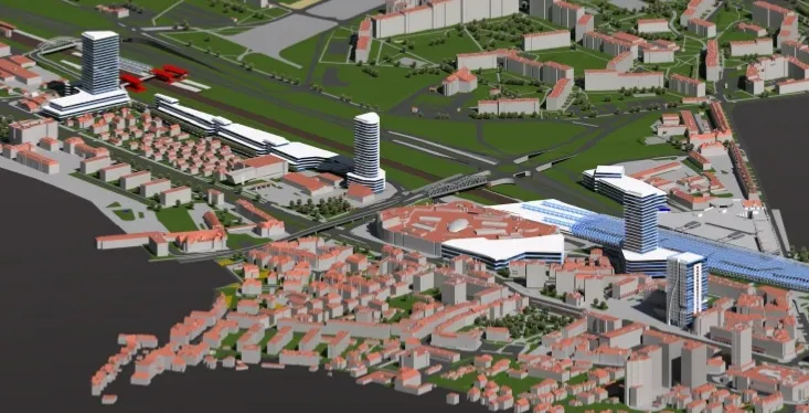 Tak zdaniem BRG powinien wyglądać Wrzeszcz po zrealizowaniu nowych wieżowców, rozbudowie Galerii Bałtyckiej, powstaniu nowego dworca kolejowego oraz budowie centrum handlowego Hevelius. Na powiększeniu opis założeń najnowszego SLOW.