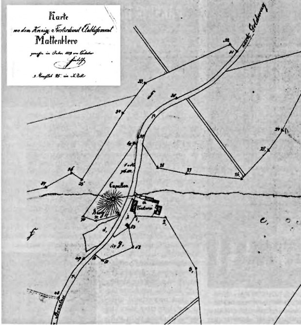 Matemblewo i wiodąca przez nie droga z 1839 r. Źródło: 30 Dni