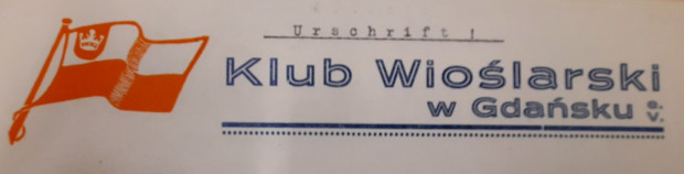 Nagłówek klubowej papeterii - widać zmieniono już godło Klubu Wioślarskiego, 1931 t. Ze zbiorów APG