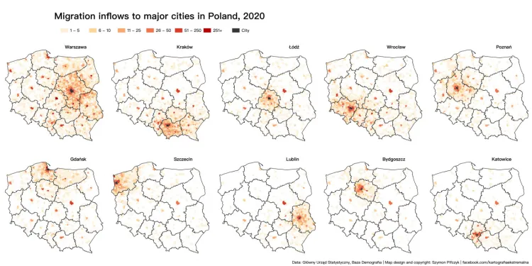 Mapa migracji do dużych miast. Skąd przeprowadzają się ludzie do Gdańska?
