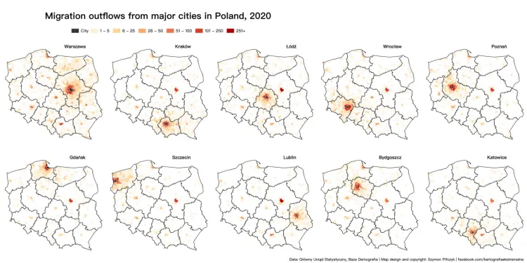 Mapa migracji z dużych miast. Dokąd wyprowadzają się ludzie z Gdańska?