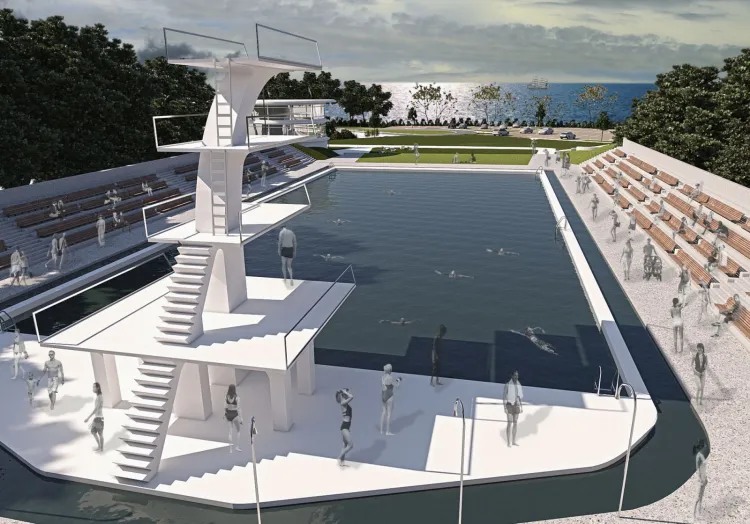 Wizja odbudowy kompleksu basenowego na Polance Redłowskiej.