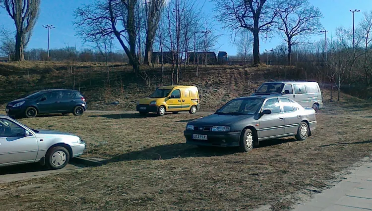 Gdy braknie miejsca na parkingu, kierowcy nie mają oporów by parkować na trawie.