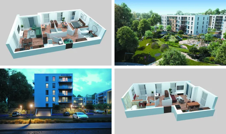 Trzy- lub czteropokojowe mieszkanie z przemyślanym rozkładem, dużym balkonem lub ogródkiem zapewni wygodę codziennego życia rodziny.  