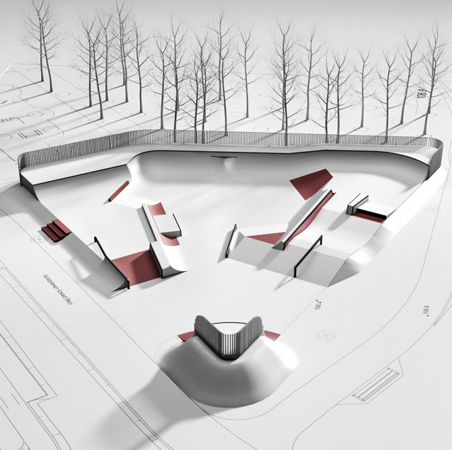 Opracowanie koncepcyjne skateparku w Multi Parku na Morenie z elementami, które się w nim znajdą.