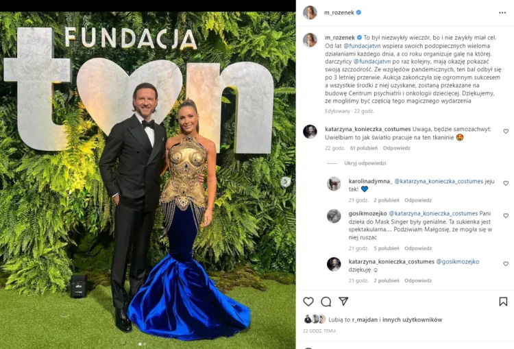 Prowadząca "Dzień dobry TVN" Małgorzata Rozenek-Majdan pojawiła się na balu w imponującej sukni projektu trójmiejskiej kostiumografki Katarzyny Konieczki.