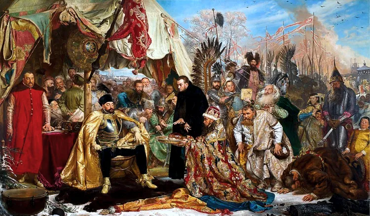 Trudno powiedzieć, dlaczego autor portretu króla Stefana Batorego, który był ozdobą głównego salonu na polskim transatlantyku, tak niefrasobliwie postąpił z królewskim przyodziewkiem.  Na znanym obrazie pędzla Jana Matejki "Batory pod Pskowem" król ubrany jest starannie i kompletnie.