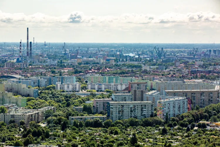 Widok na Zaspę, Dolny Wrzeszcz i Młyniska.