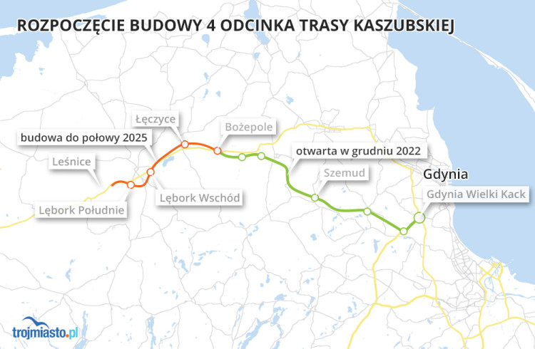 Brakujący odcinek Trasy Kaszubskiej powstanie w 2025 r.