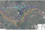 Warianty przebiegu nowej drogi łączącej Węzeł Miszewo obwodnicy metropolitalnej z Trasą Słowackiego (podkład satelitarny)