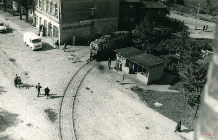 Pętla tramwajowa przy ul. Gościnnej na Oruni w latach 60-70 XX w.