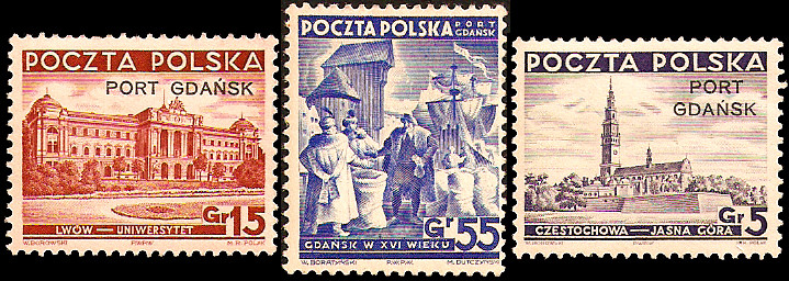 Znaczki emitowane przez Polską Pocztę w Wolnym Mieście Gdańsku miały nadruk Port Gdańsk.