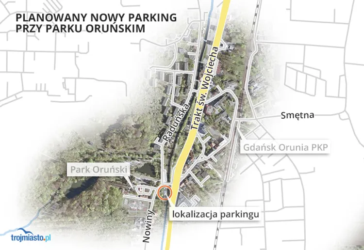 Parking ma być zlokalizowany między Kanałem Raduni a wejściem do parku.