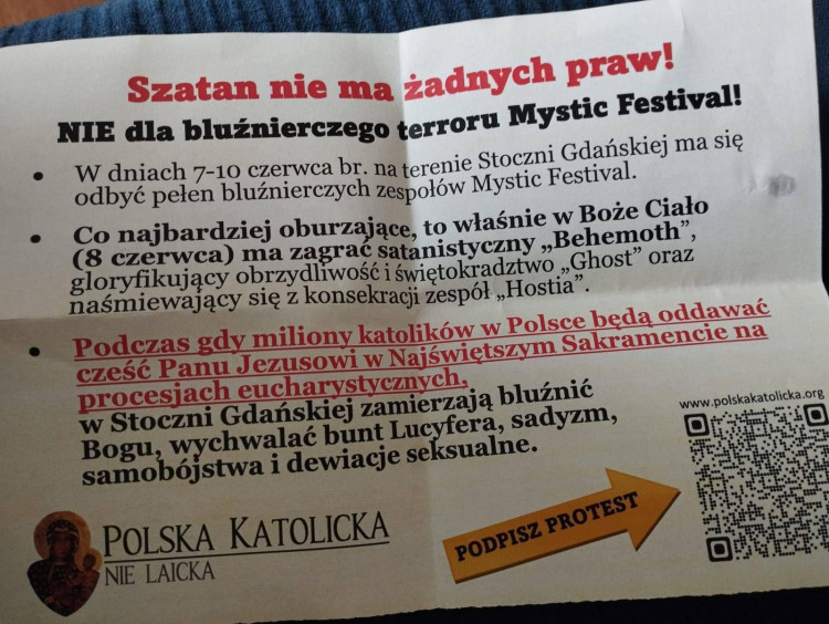Katolicki portal nawołuje do podpisania protestu przeciwko organizacji Mystic Festivalu. 