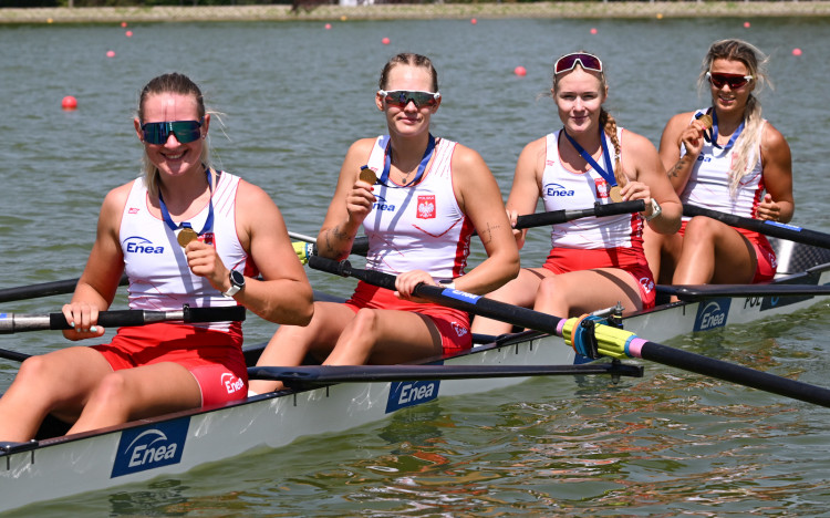 Four Polish coxless - world youth champions Plovdiv 2023.
