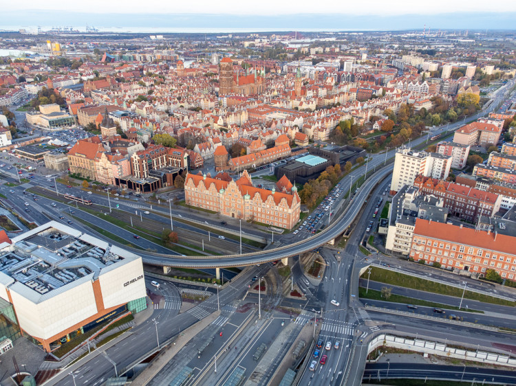 EU intersection in the center of Gdansk.