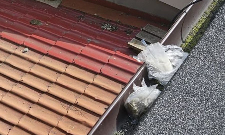 Część narkotyków policjanci znaleźli na dachu budynku.