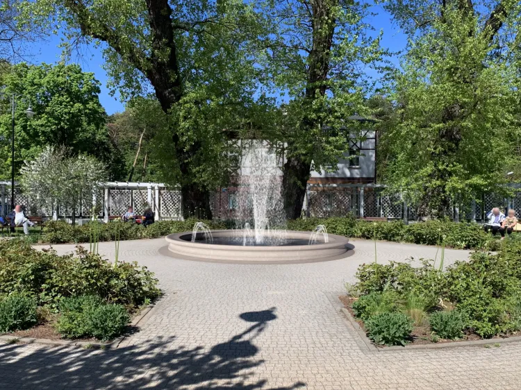 Tak ma wyglądać nowa fontanna na skwerze w Brzeźnie w pobliżu Domu Zdrojowego.