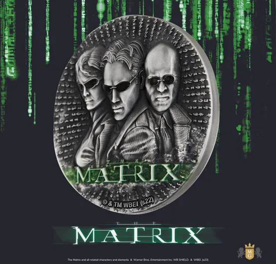 Moneta z wizerunkami bohaterów filmu "Matrix"