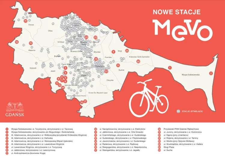 25 nowych stacji ma się pojawić w Gdańsku jeszcze przed wiosennym powrotem wszystkich rowerów na ulice metropolii.