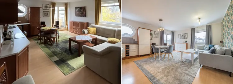 Zmiana stylistyki wnętrza na bardziej uniwersalną i współczesną pomaga przyciągnąć najemców. 