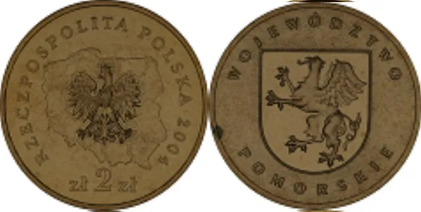 Herb województwa pomorskiego z serii "Herby województw" (2004 r.)