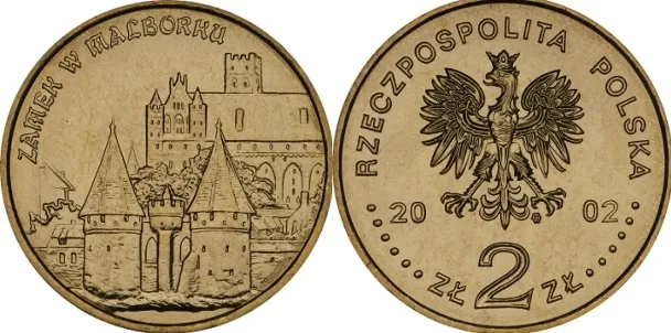 Zamek w Malborku z serii "Zabytki kultury materialnej w Polsce" - emisja z 2002 r. 