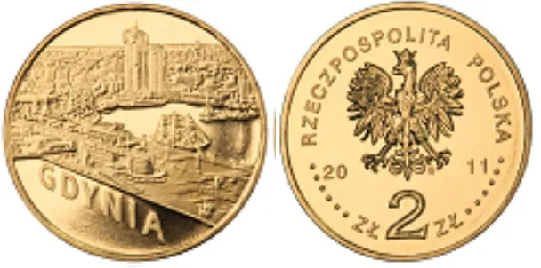 2-złotówka z Gdynią (2011r.) z serii "Miasta w Polsce".