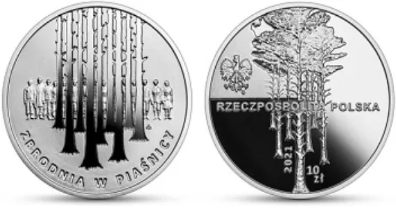 10-złotówka poświęcona zbrodni w Piaśnicy.