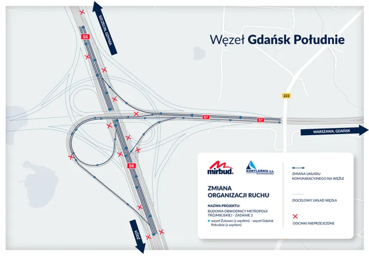 Mapa z naniesionymi zmianami w organizacji ruchu, które obowiązują od maja 2023 r. 
