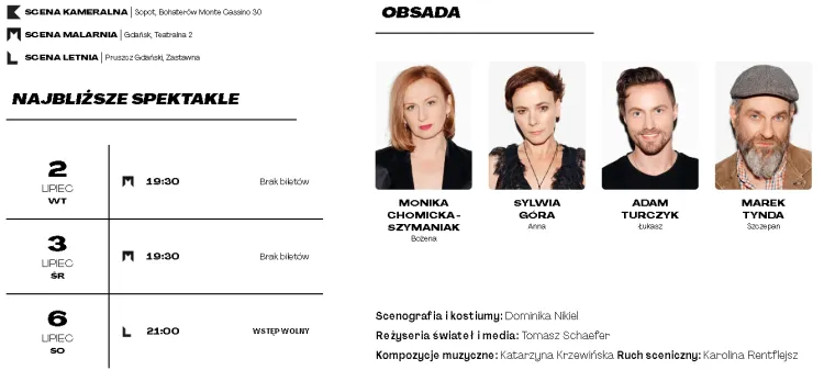 Dla miłośników teatru darmowe spektakle na Scenie letniej w Pruszczu Gdańskim będą niekiedy jedyną okazją, aby zobaczyć ulubione przedstawienia. Te odbywające się w murach teatrów często są wyprzedane. 