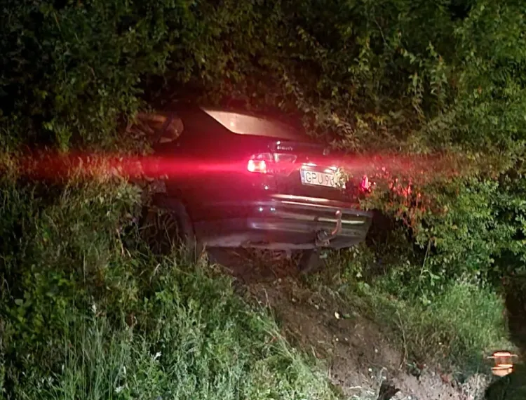 Auto wylądowało na sporej skarpie, w krzakach. Wcześniej - zdaniem świadków - kierowca popisywał się "za kółkiem".