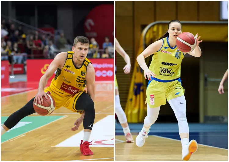 Jakub Schenk (po lewej) był jednym z lepszych graczy podczas sparingu Trefla Sopot z Mitteldeutscher BC. Koszykarki VBW Gdynia sparingi rozpoczną w sobotę. Zagra m.in. Barbora Wrzesiński (po prawej)