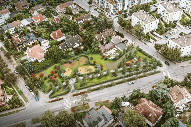 Teren zielony przy Bora-Komorowskiego, który ma powstać w ramach inwestycji towarzyszących. 
