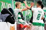 Fortuna 1. Liga: Lechia Gdańsk - Polonia Warszawa Maksym Chłań, Rifet Kapić   radość, bramka, gol