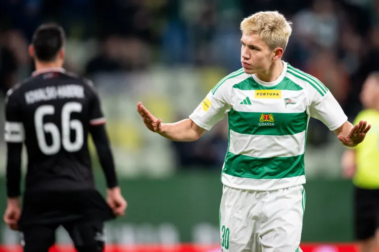 Fortuna 1. Liga: Lechia Gdańsk - Polonia Warszawa Maksym Chłań   radość, bramka, gol