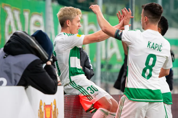 Fortuna 1. Liga: Lechia Gdańsk - Polonia Warszawa Maksym Chłań, Rifet Kapić   radość, bramka, gol